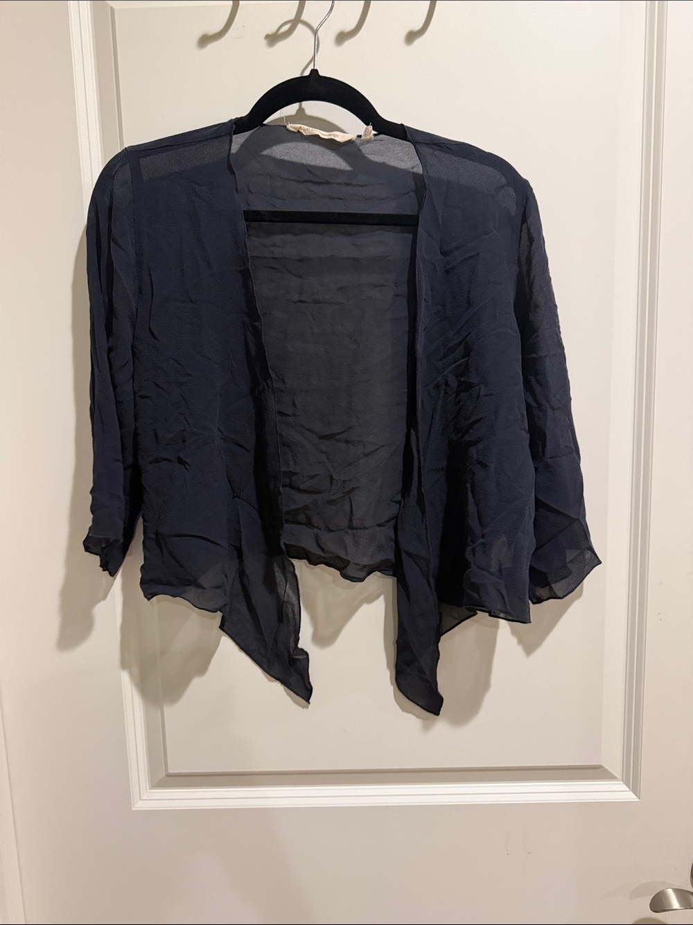 Black Sheer Open Front Chiffon Cardigan